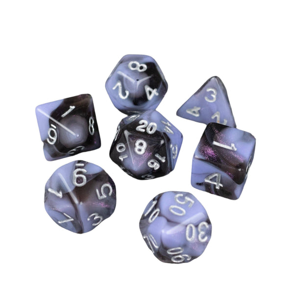 Periwinkle and Black Acrylic Dice Set - Space Camp